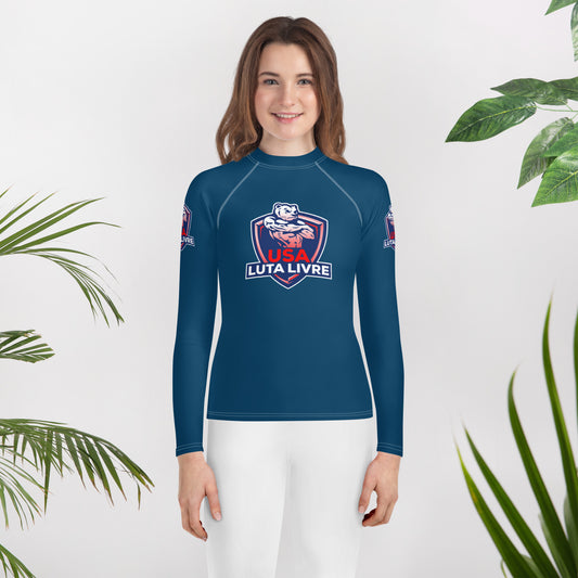 Youth USA Luta Livre Blue Rash Guard